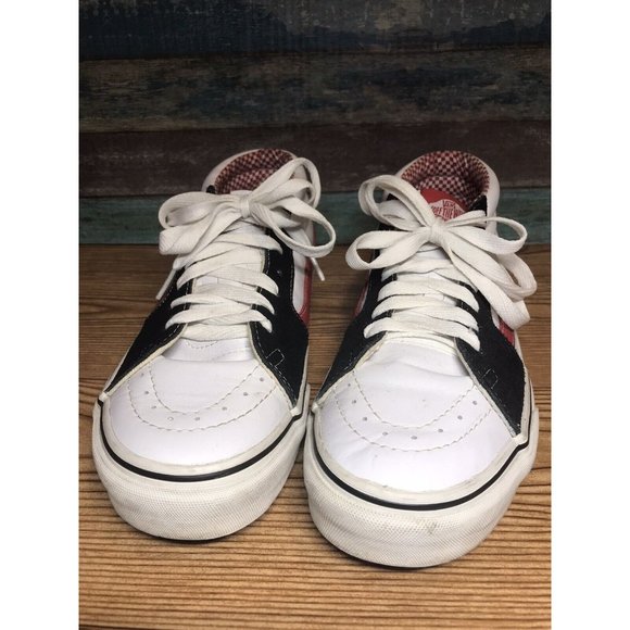 vans sk8 hi white black red checkered inner mens 10.5 Shoes Retro Classic Look - Picture 3 of 11